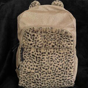 Feelin' Fab Faux Fur Gold Glitter Cheetah Print Backpack
